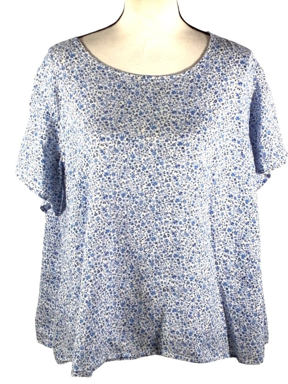 Liberty London For Uniqlo Womens Blue Floral 100% Linen Blouse Size M